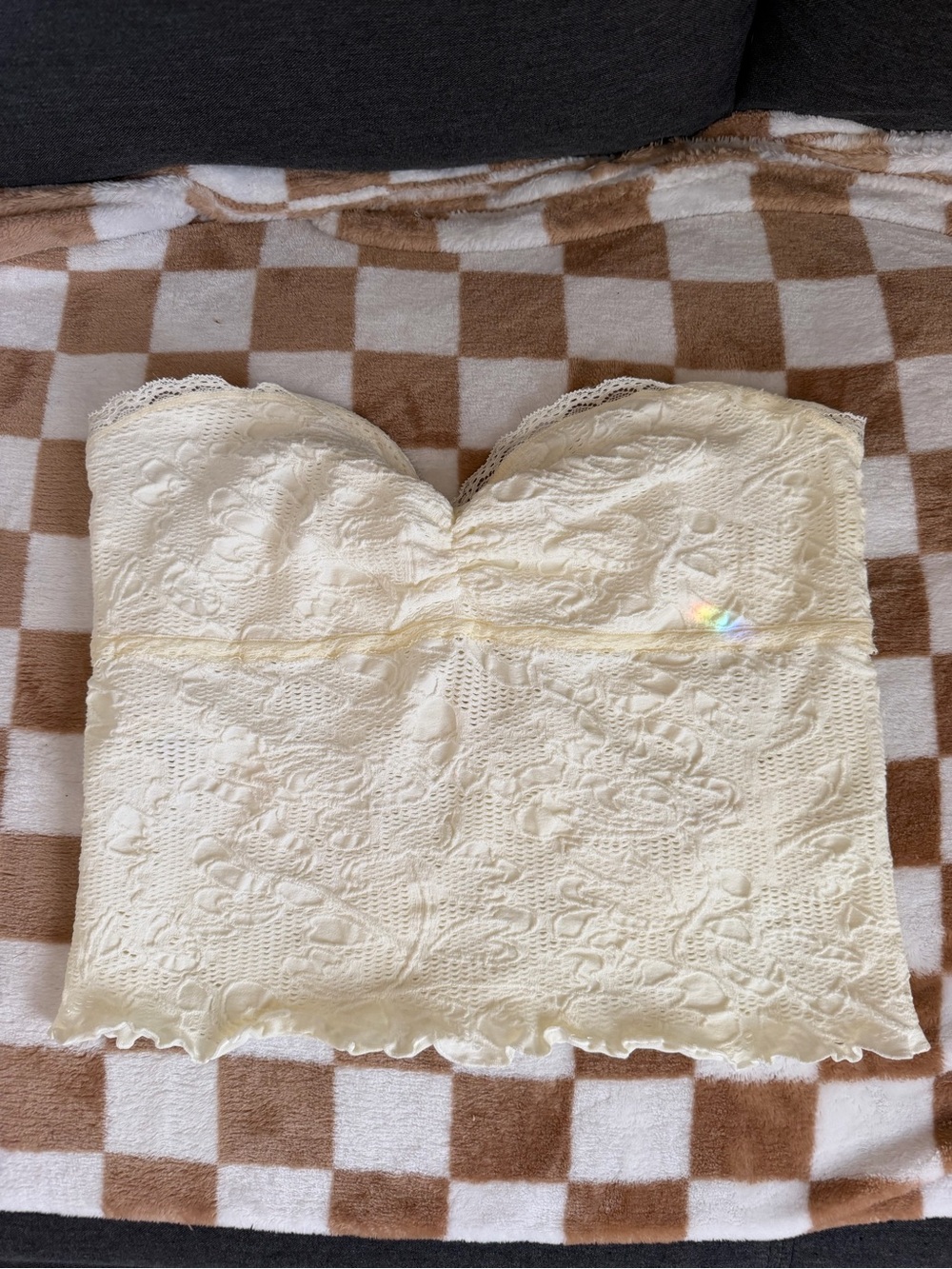 Urban Outfitters Cream Lace Strapless Tube Top